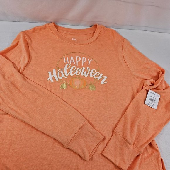 HAPPY Halloween Pumpkin Graphic Long Sleeve T-Shirt – Various Sizes - Picture 2 of 16